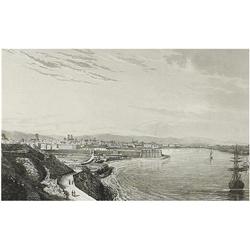 1842., GRABADO: (BARCELONA),. ROCA, A., CATALUÑA. VISTA DE LA CIUDAD Y PUERTO DE BARCELONA., Sacado