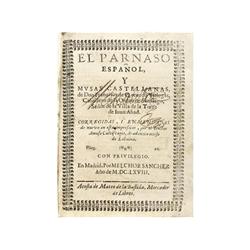 1668., (LITERATURA)., QUEVEDO VILLEGAS, FRANCISCO DE., EL PARNASO ESPAÑOL Y MUSAS CASTELLANAS., Madr