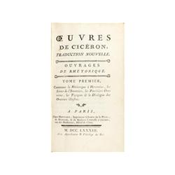 1783,. LIBRO: (CLASICOS EN FRANCES),. CICERON:, OEUVRES DE ..., Traduction nouvelle. A Paris: chez M