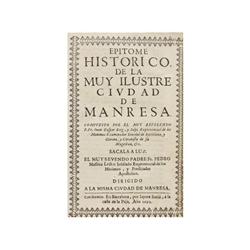 1692., LIBRO: (LOCAL-MANRESA),. ROIG I IALPI, JUAN GASPAR:, EPITOME HISTORICO, DE LA MUY ILUSTRE CIU