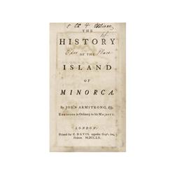1752., LIBRO: (MENORCA),. AMSTRONG, JOHN:, THE HISTORY OF THE ISLAND OF MINORCA. BY... ENGINER IN OR