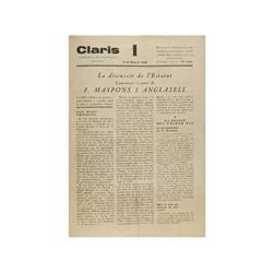 1932., REVISTA: (ESTATUT DE CATALUNYA),. CLARIS, SETMANARI DE PUBLICACIO EVENTUAL. Discussió de l´Es