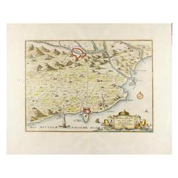 1702., MAPA: (MAPA DE GIRONA-PALAMOS),. MERIAN, MATHIAS:, DIE LAGER LEGEND VON PALAMOS UND GIRONE IN