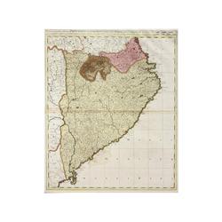 1709 CA., MAPA: VALK, LEONARD:, PRINCIPATUS CATALONIAE COMITATUS PERPINIANI ET CEDANNAE divisi in su