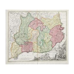 1735 ca., MAPA: (CATALUNYA),. HOMANNO, IO. BAPT.:, PRINCIPATUS CATALONIAE NEC NON COMITATUM RUSCINON