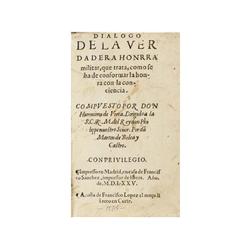 1575., (MILITARIA)., URREA, HIERONIMO DE., DIALOGO DE LA VERDADERA HONRRA MILITAR, que trata, como s