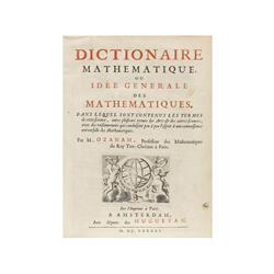 1691,. LIBRO: (CIENCIAS-NAVEGACION-MUSICA),. OZANAM:, DICTIONAIRE MATHEMATIQUE OU IDEE GENERALE DES