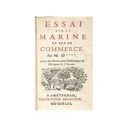 1743., LIBRO: (NAVEGACION-PANAMA),. DESLANDES:, ESSAI SUR LA MARINE ET SUR LE COMMERCE., Amsterdam: