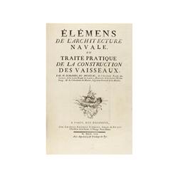 1752,. LIBRO: (NAVEGACION-1ª EDICION),. DUHAMEL DU MONCEAU:, ELEMENTS DE L´ARCHITECTURE NAVALE, OU T