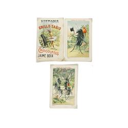 1880 ca., CROMOS: COLECCION COMPLETA DE 24 CROMOS DE LA HISTORIA DE UN GRILLO SABIO., Litografías a