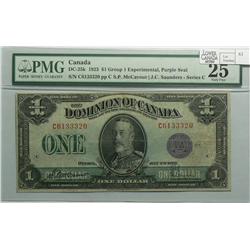 1923  One Dollar, DC-25k, PMG VF-25, McCavour Saunders, Purple Seal, Group 1, Letter C, serial C6133