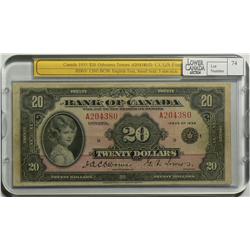 1935  Twenty Dollars English, BC-9b, CCGS F-18; Small Seal, Osborne Towers, Letter D, Small Seal, se