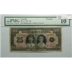1935  Twenty-Five Dollars French, BC-12, PMG VG-10, Osborne Towers, Letter c, serial F002434.