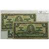 Image 1 : 1937  One Dollar, BC-21b, VG, Gordon Towers, serial H/A0770598 & H/A5570865, Narrow Panel. Lot of 2 