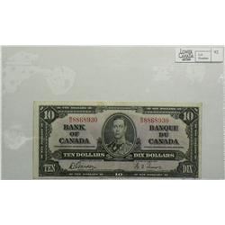 1937, Ten Dollars, BC24c, AU, Gordon Towers, serial W/D8868930