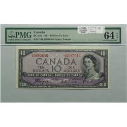 1954  Ten Dollars Devil's Face, BC-32a, PMG UNC-64, Coyne Towers, serial C/D5085646.