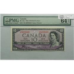1954  Ten Dollars Devil's Face, BC-32a, PMG UNC-64, Coyne Towers, serial C/D5085649.