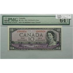 1954  Ten Dollars Devil's Face, BC-32a, PMG UNC-64, Coyne Towers, serial C/D5085650.