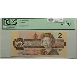 1986  Two Dollars, BC-55a, PCGS  UNC-66 PPQ, Crow Bouey, serial AUJ4427195.