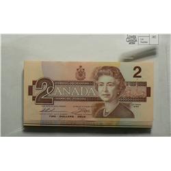 1986  Two Dollars   Bundle, BC-55b, UNC, Thiessen Crow, serial CBA0474800 to CBA0474899. Lot of 100 