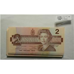 1986  Two Dollars   Bundle, BC-55b, UNC, Thiessen Crow, serial EGF1948852 to EGF1948932. Lot of 81 n