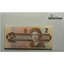 1986  Two Dollars   Bundle, BC-55c, UNC, Bonin Thiessen, serial CBI1642855 to CBI1642900. Lot of 46 