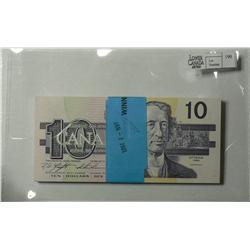 1989  Ten Dollars Bundle of 100, BC-57c, GEM UNC, Knight Thiessen, serial BEF9859000 to BEF9859099, 