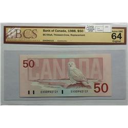 1991  Fifty Dollars  Replacement, BC-59aA, BCS UNC-64, Thiessen Crow, serial EHX0942121, Below 1.7M.