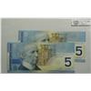Image 1 : 2003  $5, 2 Cons. Repl., BC-62aA-i, GEM UNC, Knight Dodge, serial HNH6418437-38, insert range 6.400M