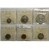 Image 1 : 1957, all graded ICCS PL-65, complete set. 1 cent, Red Cameo, 5 cents, 10 cents, Heavy Cameo, 25 cen