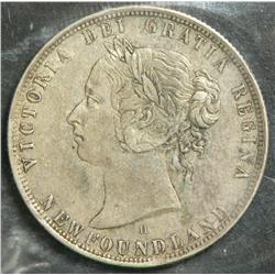 Newfoundland 50 Cents 1876H, graded ICCS VF-30 scratch.