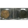 Image 1 : Cent 1900, graded ICCS VF-30; Corrosion & 1915, graded ICCS AU-50. Lot of 2 semi key coins.