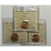 Image 1 : Cent 1937, 1939 & 1940, all graded ICCS MS-65; Red.