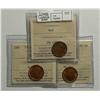 Image 1 : Cent 1944, 1945 & 1946, all graded ICCS MS-64; Red. Lot of 3 coins.