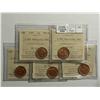Image 1 : Cent 1949, graded ICCS MS-64; Red, A Off Denticle. Lot of 5 coins.