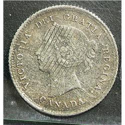 5 Cents 1875H, graded CCCS F-12; Small date, Corrosion, Damaged, Bent.