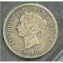 5 Cents 1875H, graded ICCS F-12; Small Date.