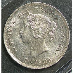 5 Cents 1898, graded ICCS AU-55. Light mauve toning.