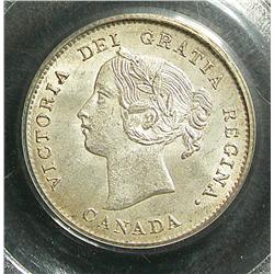 5 Cents 1900, graded PCGS MS-64; Wide 0.