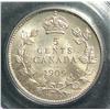 Image 2 : 5 Cents 1909, graded PCGS MS-64; Pointed Leaves. Not noted is Maltese Cross Over Bow Tie and reengra