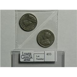 5 Cents 1926, Near and Far, grade F. Lot of 2 coins.