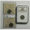 Image 1 : 5 Cents 1930, graded ICCS AU-55, 1936, graded NGC AU-58, 1938, graded ICCS MS-63. Lot of 3 coins