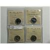 Image 1 : 5 Cents 1950 ICCS SP-64, 1953 ICCS MS-63 NSF, 1953 ICCS MS-64 SF, 1955 ICCS PL-65 Cameo