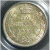 Image 2 : 10 Cents 1898, graded PCGS MS-65. Not noted is Obverse 6. Light greenish toning.