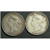 Image 1 : 25 Cents 1870, grade VG-8; Obverse 1 & 1871, grade F-15; Obverse 2. Lot of 2 coins.