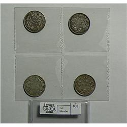 25 Cents 1872H, 1902H, 1913, 1927, grades from G - EF. Lot of 4 coins.