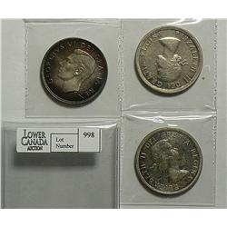 Dollar 1952 MS Nice Toning No Water Line, 1953 MS Shoulder Fold, 1956 MS. Lot of 3 coins.