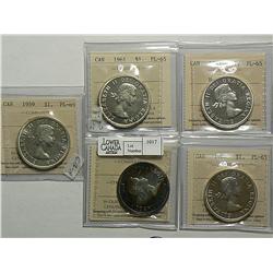 Dollar 1957 ICCS PL-65, 1959 ICCS PL-65 Cam, 1960 ICCS PL-65 Cam, 1961 ICCS PL-65 Cam, 1963 ICCS PL-