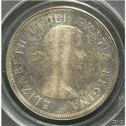 Dollar 1958, graded PCGS PL-66, light tone.