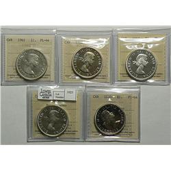 Dollar 1959 ICCS PL-64 HC, 1960 ICCS PL-64 HC, 1961 ICCS PL-64 Cam, 1962 ICCS PL-65 Cam & 1963 ICCS 